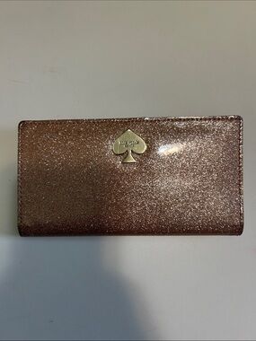 kate spade Rose Gold Glitter Continental Wallet